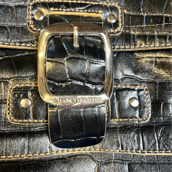 Franco Sarto faux alligator design handbag black 90’s 90210 like new condition - Picture 8 of 8
